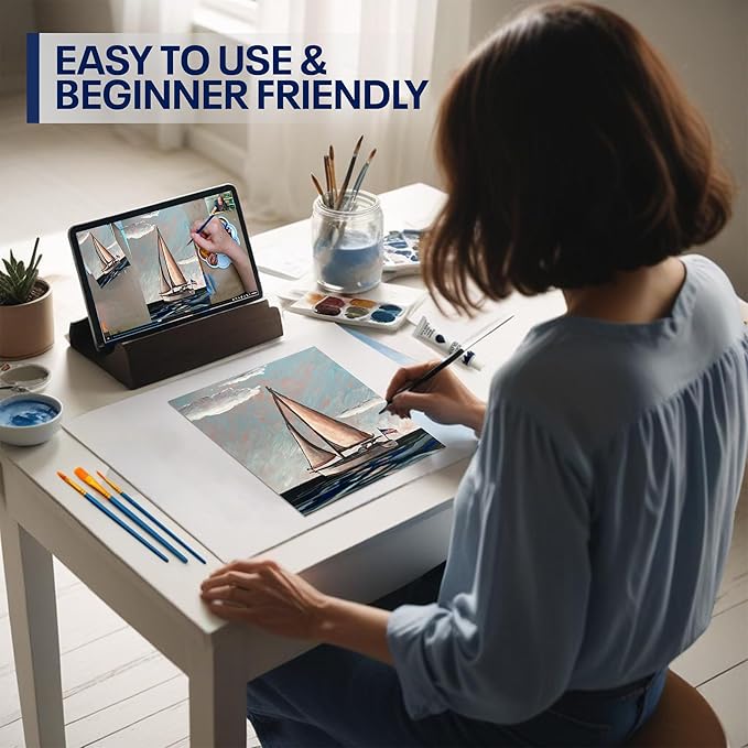 Painting4Real DIY Painting Class Kit for Adults: Learn to Paint Patriotic Sailboat with Video Tutorials – Art Decoration for Independence Day – Hang This Picture/Art as Wall Decor Once Completed