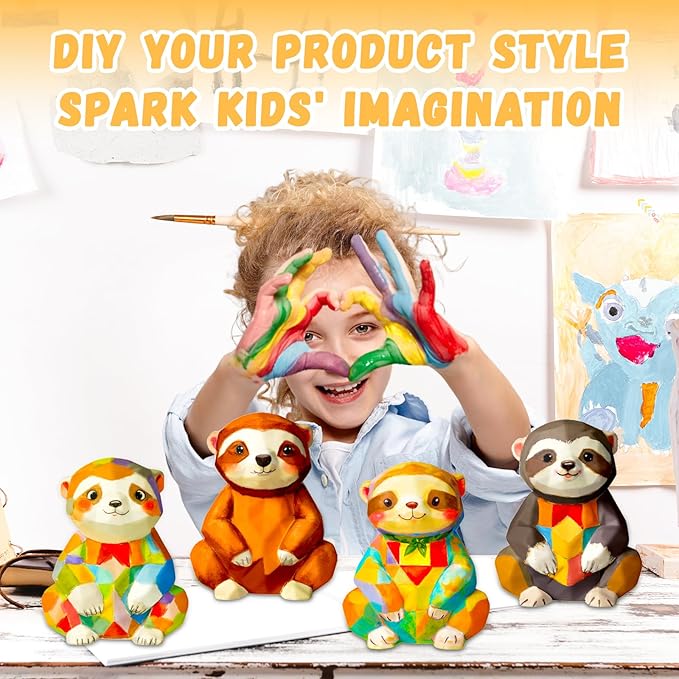 Paint Your Own Sloth Lamp Kit, Art Supplies Arts and Crafts for Kids Ages 8-12, DIY 3D Sloth Night-Light, Creativity Painting Kit Toy for Girl Boy Teen, Birthday Gift for Daughter Son