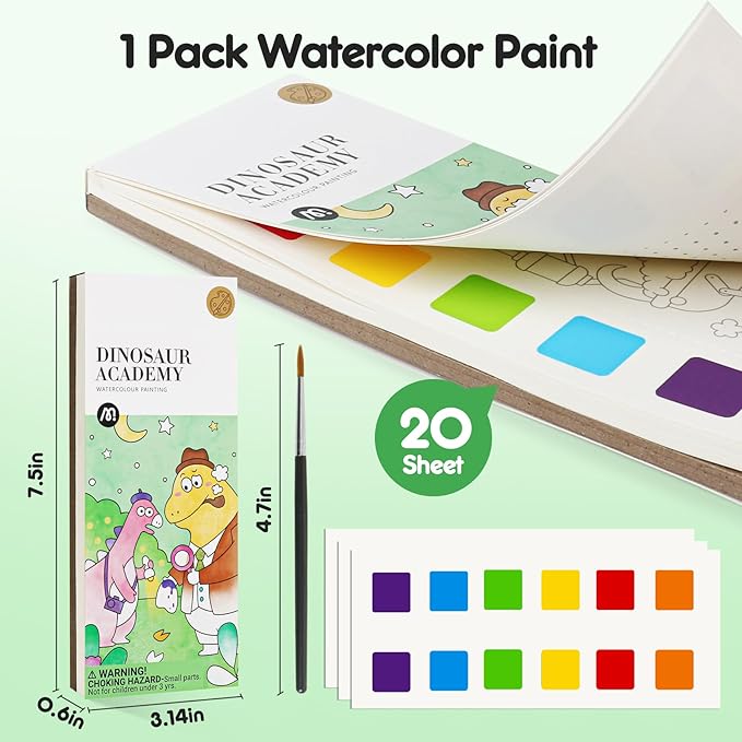 Watercolor Painting Coloring Books Pocket Watercolor Paint Bookmarks, Mess Free Paint with Water Set, Travel Class Activities Art Supplies Party Favors Birthday Exchange Gifts for Kids