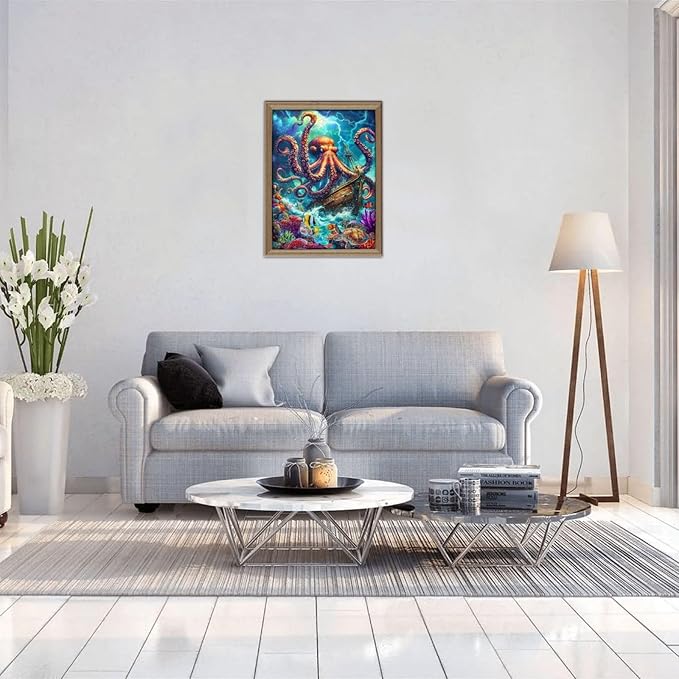 Octopus Ocean Puzzle for Adults 500 Pieces Octopus Pirate Ship Ocean Sea Jigsaw Puzzles Marine Artwork Colorful and Fun Challenging Puzzle for Game Nights