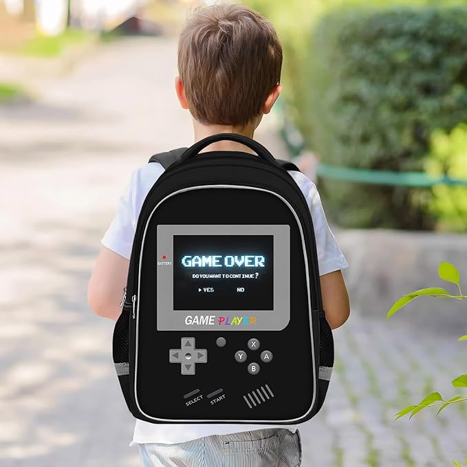 School Backpack For Boys - Gamer Boys Backpack For Kids Children Teens Elementary Middle School - Ages 6-18,17″