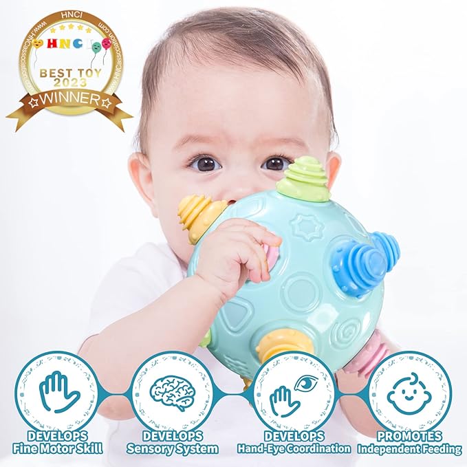 VANLINNY Toddlers Baby Music Shake Ball Toy Bumble Ball for Babies,Dancing Bumpy & Interactive Sounds Crawl Toy, Best Bouncing Sensory Learning Gift for 3+ Year Old Boys&Girls.