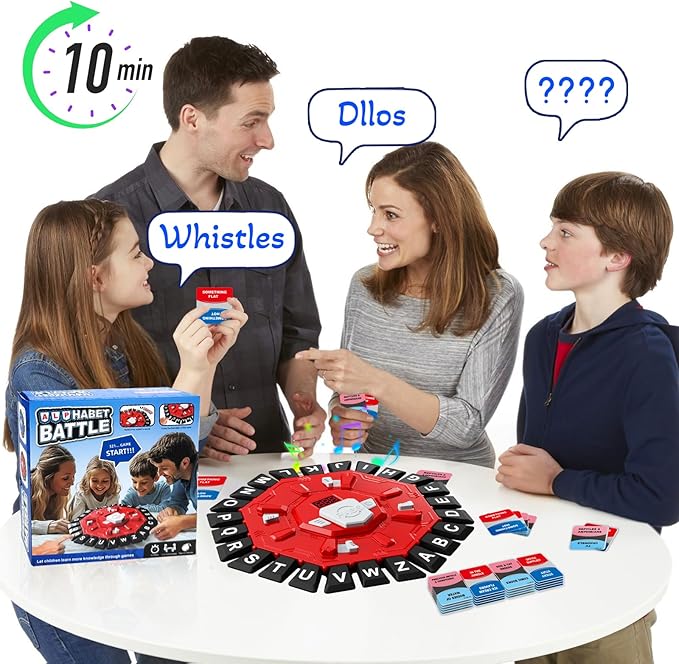 Word Game with LED Display, Alphabet Games, Fast-Paced Family Board Game for Learning Playing Game Gifts for Ages 3+ (Red)