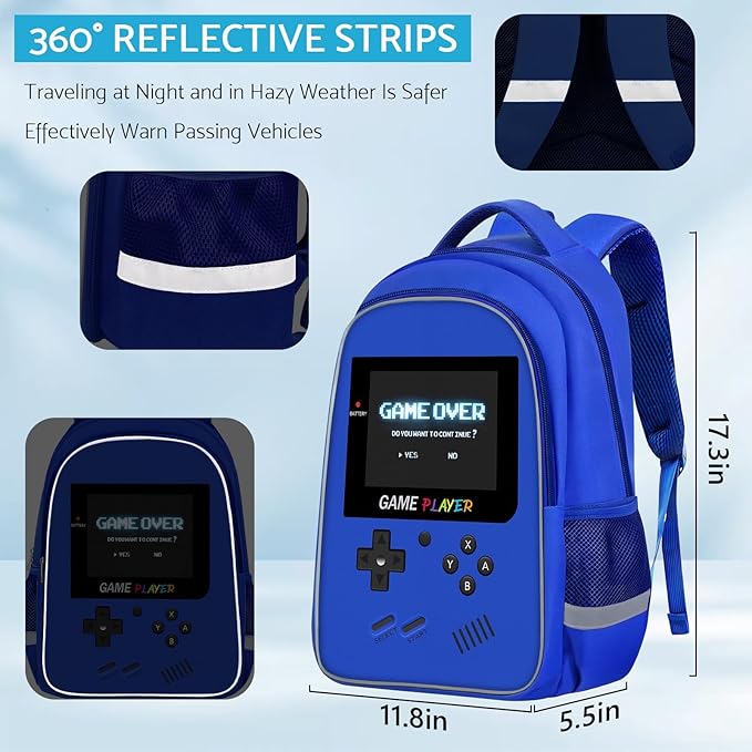 School Backpack For Boys - Gamer Boys Backpack For Kids Children Teens Elementary Middle School - Ages 6-18,17″