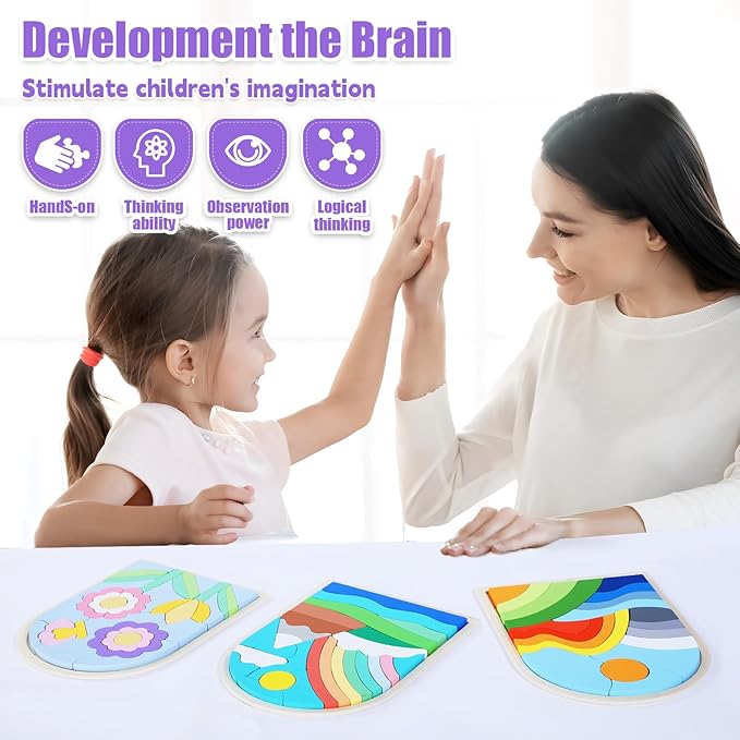 Jigsaw for Baby Boys, Wooden Puzzles for Toddlers 3-5, Boys Girls Birthday Gift for Kids Ages 4-6, Toddler Puzzles Montessori Toys for 3 Year Old, Great Gifts for 3+ Year Olds (3 Pack)