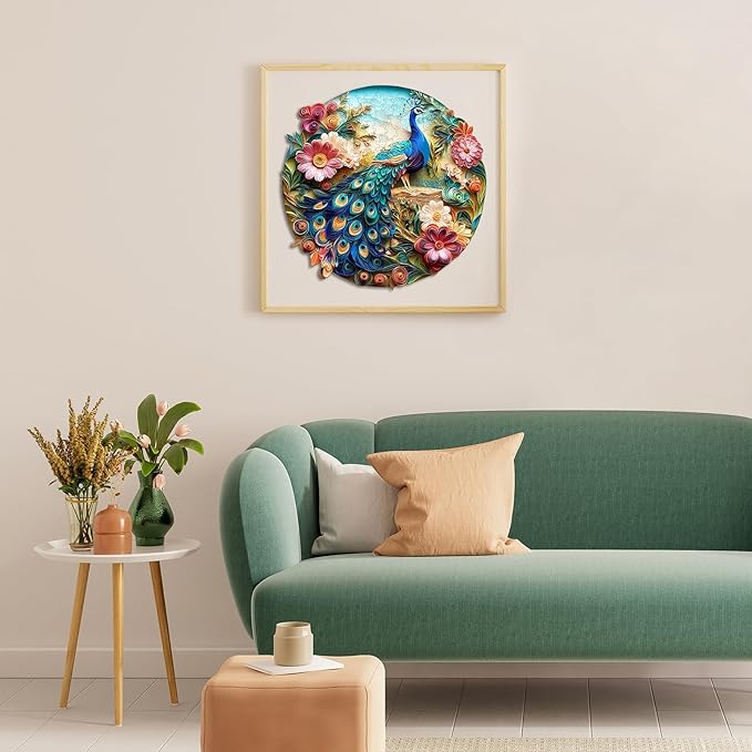 Wooden Puzzles for Adults, Unique Animal Shaped Adults Puzzle, Colorful Peacock Wooden Jigsaw Puzzles Adult, Challenging Creative Gifts Family Games 8.5 * 8.5in