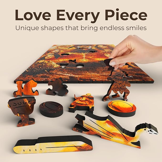 Crafthub The Lord of The Rings Wooden Puzzles for Adults – A3 Size with 207 Pieces Wood Puzzles – The Lord of The Rings – Jigsaw Puzzles with Unique Shapes – 9.1" x 12.2"