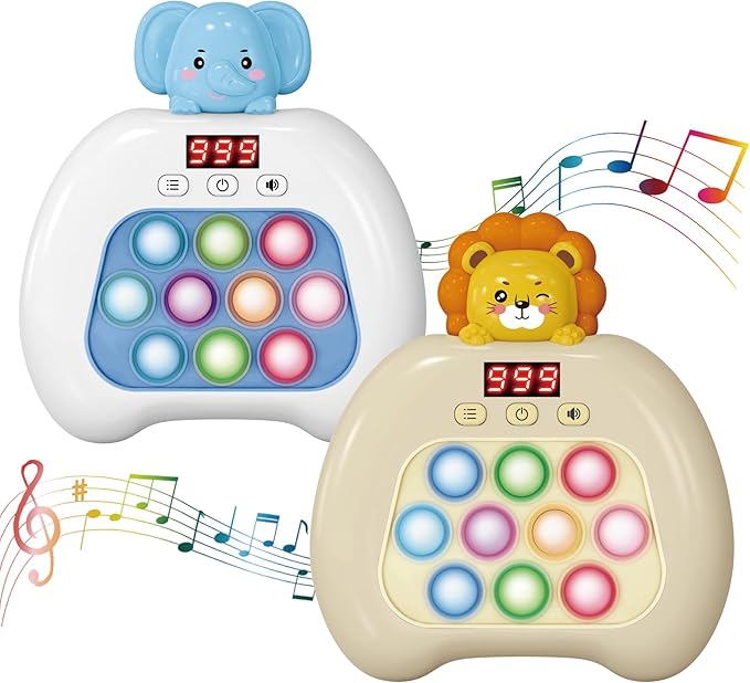 Fast Push Pop Fidget Toys for Kids, Handheld Puzzle Game with LED Screen & Multiplayer Mode, Sensory Toys for 3-12 Year Old Girls Boys, Fun Battle Gifts for Friends(Lion)