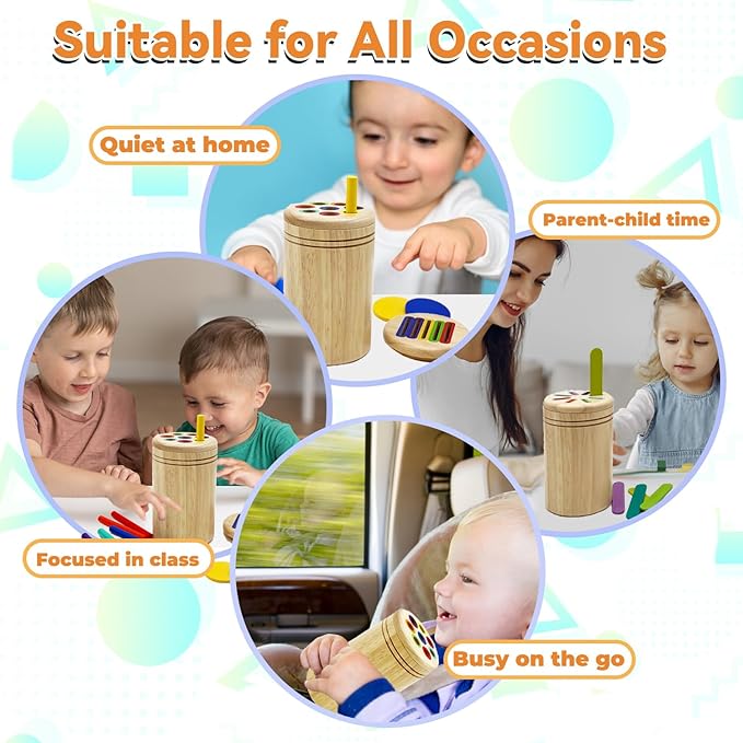 Wooden Montessori Baby Toddler Toys: 3 in 1Learning Fine Motor Skills Sensory Toys for Toddlers 3-5, Educational Color Sorting Preschool Learning Activities Boys Girls Gifts (3 in 1)