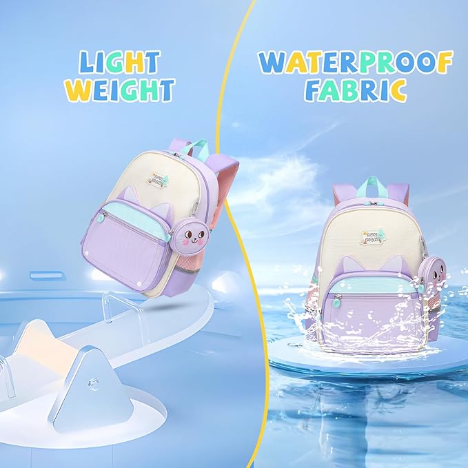 SUN EIGHT Toddler Backpack for Girls Kids Backpack Cute 3D Cartoon School Bag for Baby Girl Boy 2-5 Years (22140-Cat)
