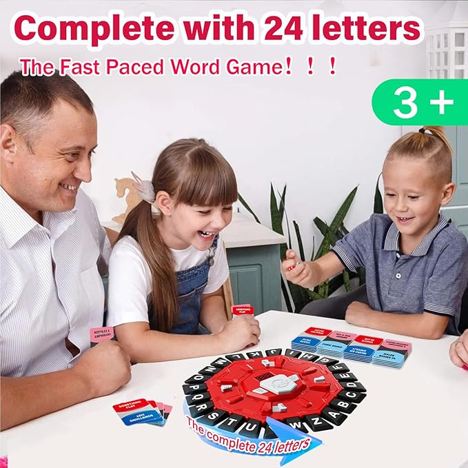 Word Game with LED Display, Alphabet Games, Fast-Paced Family Board Game for Learning Playing Game Gifts for Ages 3+ (Red)