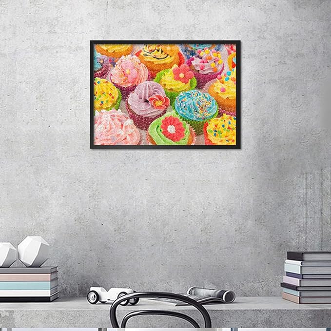 1000 Piece Puzzle for Adults - Vintage Cupcake Shop Jigsaw Puzzles, Retro Cake & Dessert Art Adult Puzzles 1000 Pieces, Nostalgic Sweet Treat Design - 27.5x19.7 Inches