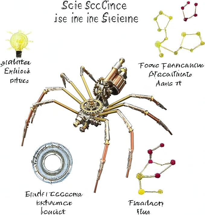 Steampunk Metal Insect Bug Mechanical Sculpture Insect Clockwork 3D Steampunk Metal Puzzle Kits for Adults (Mechanical Spider C)