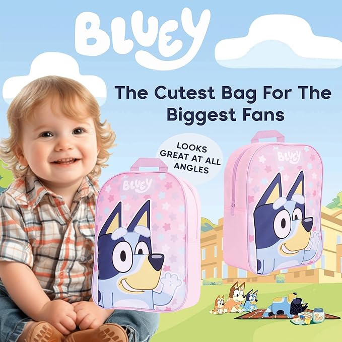 Bluey Backpack for Girls - Kids School Bag Travel Backpack Pink Childrens & Toddler Rucksack Ideal for Nursery and Daily Use
