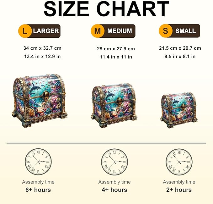 Wooden Puzzles for Adults, Treasure Chest Ocean Wooden Jigsaw Puzzle Unique Shape Animal Wood Puzzles Adult 3D Visual Effect, Birthday Gifts for Puzzle Lovers Family Games (S-8.5 * 8.1in-100pcs)