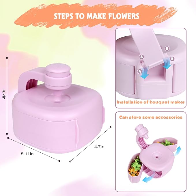 FURNIPLAS Flower Bouquet Toy for Kid Ages 4-8, DIY Flowers Craft Kit for 4 5 6 7 8 Years, Arts and Crafts Flower Making Press Kit Toy for Girl, Educational Activity for Toddler Girl, Christmas Gifts