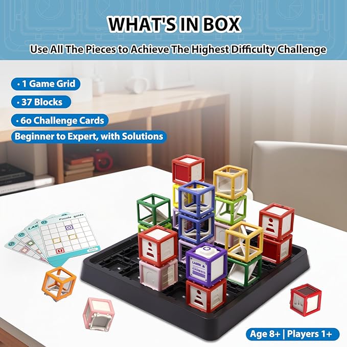 Laser Maze Reasoning Game - STEM Logic Toys for Ages 8+ Kid, 60+ Challenges Puzzle Games, Great 8-13 Years Old Children Gift for Christmas/Easter/Children's Day to Develop Knowledge of Space & Optics
