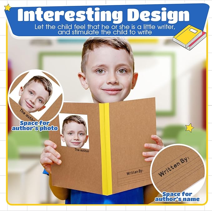 Henoyso 100 Pack Bulk Primary Composition Notebooks for Kids - Wide Ruled Journal with Picture Space, 60 Pages, Rainbow Spine, 9.75 x 7.5 in for Office, School, Journaling, Back to School Supplies