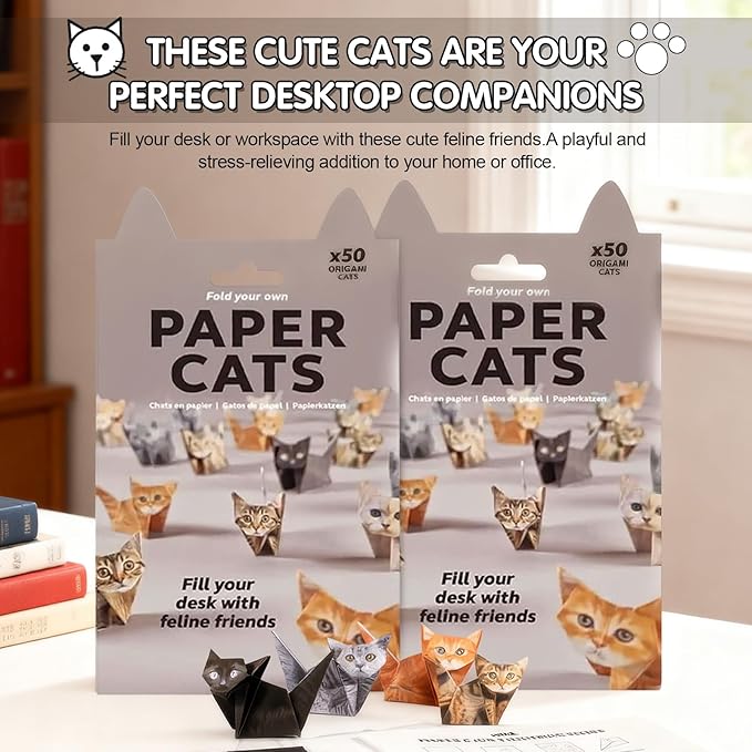 DIY Paper Cats - 50 Sheets DIY Origami Paper to Fold Cute Cat Figures, Fun Craft Activity for Adults & Kids, Desk Decoration & Gift for Cat Lovers(Dog, 50pcs)