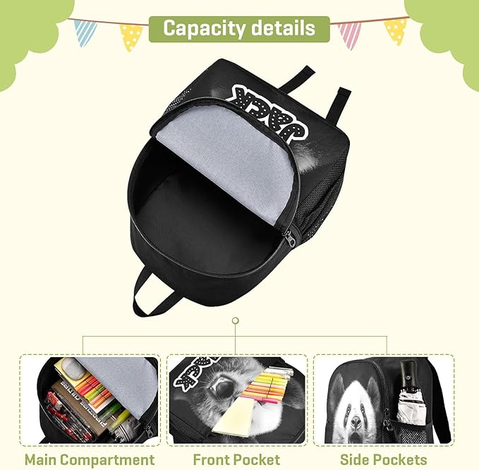 Cute Panda Black Toddler Backpack for Boys Girls 3-6 Preschool Small Backpacks Kids Mini Kindergarten Bookbag for Elementary for Travel