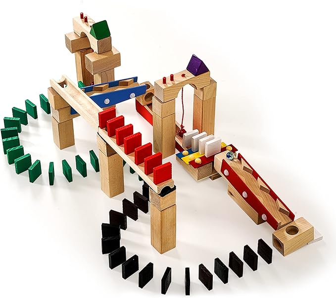 Calmado - 200 pcs Marble Run Wooden Set/Ball Track Set for Kids/Girls/Boys Made of Beech Wood + Bag + Instructions