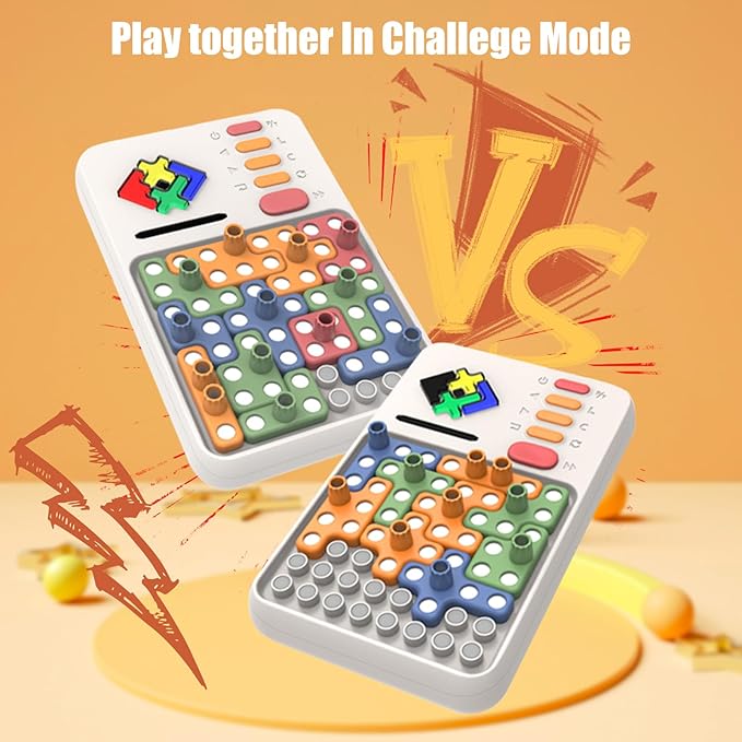 Super Blocks Pattern Matching Puzzle Games, 1000+ Challenges Brain Teaser Toys, Travel Games for Road Trips,Birthday Gifts for Boys Girls, Shape Pattern Blocks Tangram Geometry (White)