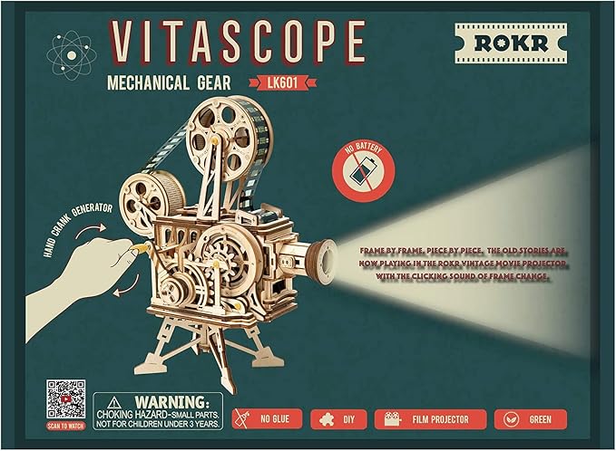 ROKR 3D Wooden Puzzles Vitascope for Adults - Model Building Kits Mechanical Construction for Adults to Build, Educational Brain Teaser DIY Crafts Kits, Halloween Collection Gifts for Men (Vitascope)