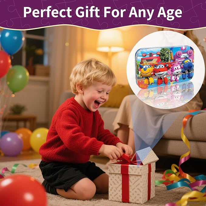 Puzzles for Kids Ages 4-6, 60 Piece Jigsaw Puzzles in Metal Box, Educational Learning Toys for Boys and Girls, Premium Puzzle Games, Kids Puzzles Ages 3-5 Gift