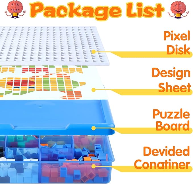 ZOZOPLAY Kids Mosaic Puzzle,490Pcs Building Blocks,Educational Kit with 6 Assembly Drawing,STEM Toys for 3+ Year Old(Small Cube)