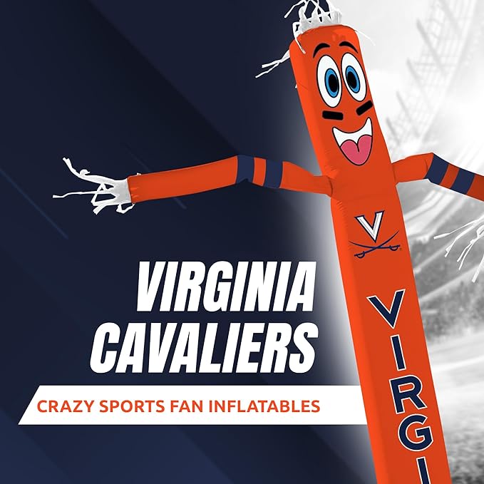 NCAA Virginia Cavs Football Wacky Waving Inflatable Tube Guy with LED Lights & Built-in Blower - 6" x 36" x 96" Inflatable Tube Man Crazy Sports Fan Outdoor Party Decoration