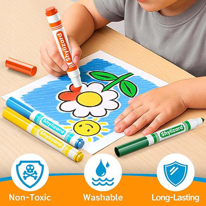 Washable Markers for Kids, 240 Count Markers Bulk with Broad Line Conical Tip, Coloring Marker in 12 Colors for Classroom School Supplies and Art Projects
