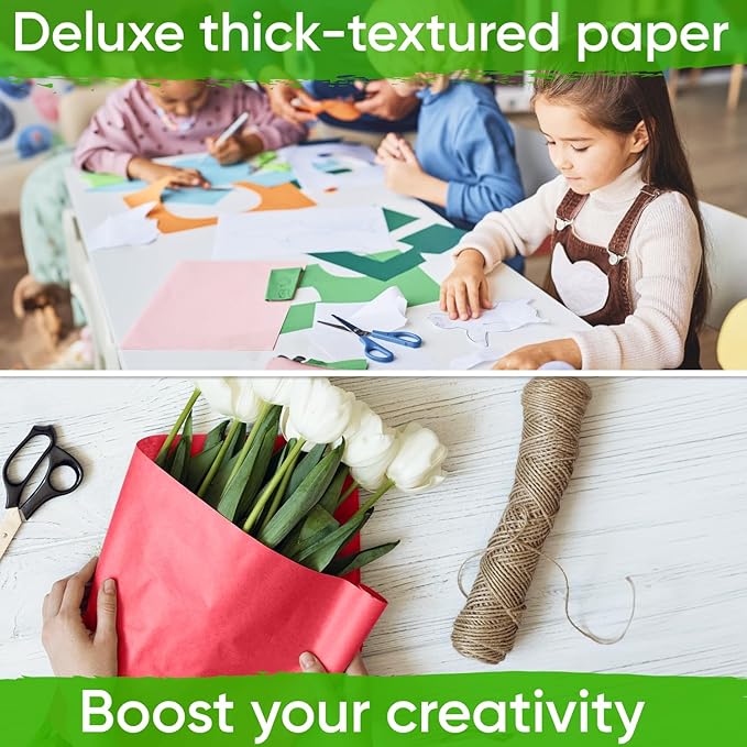 36" x 1200" (100 ft) Pack of 12 Rolls USA Made Multi-Color Kraft Paper, 45 lbs - Colored Paper for Arts and Crafts, DIY Projects, Gift Wrapping, Packing