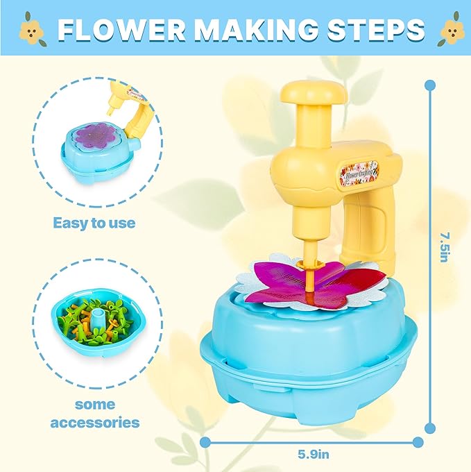 Mruikeny Fabric Flower Bouquets Toys, Handmade Arts and Crafts Toys for Kids Ages 3 4 5 6 7 8, DIY Flower Make Toy for Girls Craft Kit STEM Educational Toy for Kids Toddler Birthday Gifts