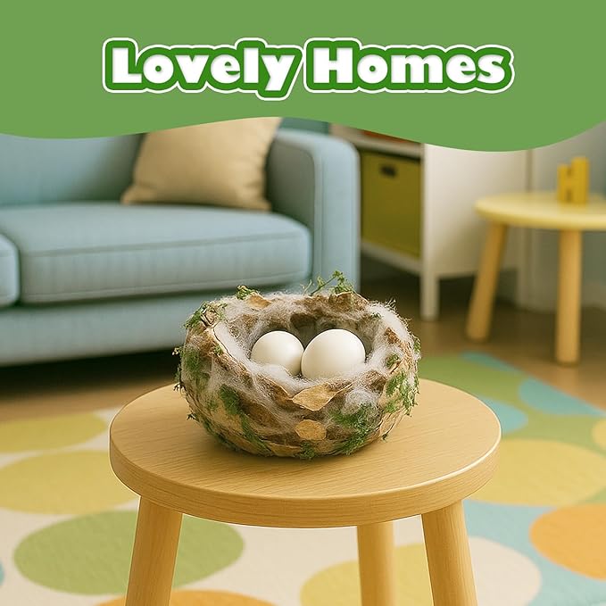 CHARTEKS DIY Bird Nest Craft Kit with 30 Twinkle LEDs and Simulated Eggs – Natural String Art Set for Home Décor, Kids STEM Toy, Creative Birthday Gift for Boys Girls Age 8+