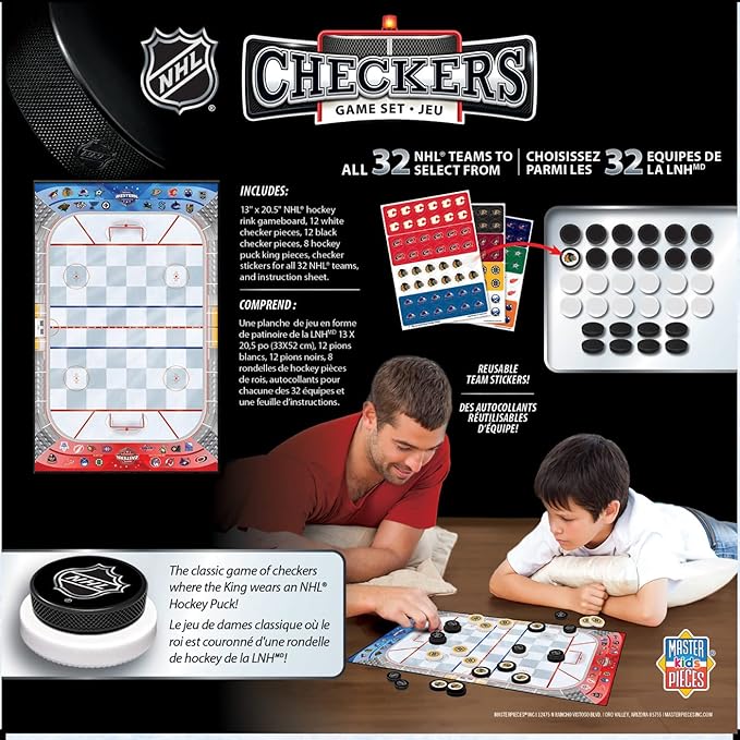 MasterPieces NHL Full League Version Checkers Board Game Team Color, 13" x 21"