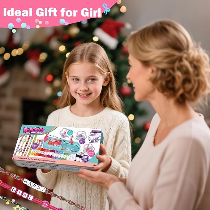 Arts and Crafts for Kids Ages 8-12,Friendship Bracelet Making Kit for Girl,DIY Arts and Crafts Maker for Kids,Jewelry Making Kit Christmas Gifts for Ages 6 7 8 9 10 11 12 Year Old (Rose)