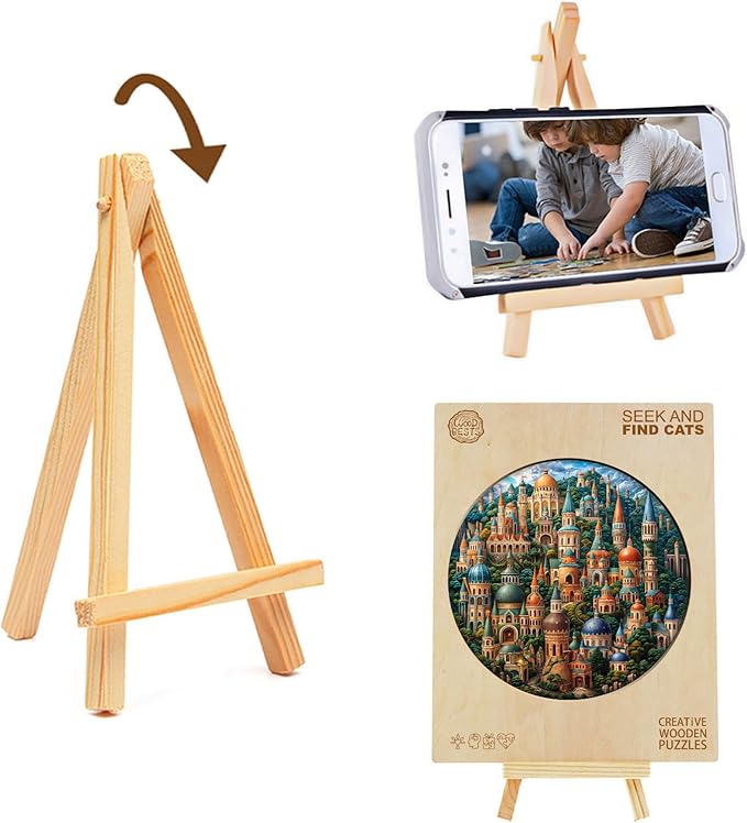 Wooden Puzzles for Adults, Wooden Jigsaw Puzzles for Adults-Seek and Find Cats, Castle Unique Shaped Wood Puzzles Adult, Birthday Gifts for Friends Family Game, Home Decor (11.4 * 11.4in 200pcs)