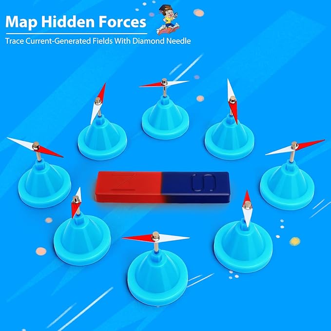 Science Magnets for Kids Magnet Set with Bar/Horseshoe/U Shaped/Iron Filings/Compass, STEM Educational Toys Magnet Kit for Science Experiments Classroom Learning