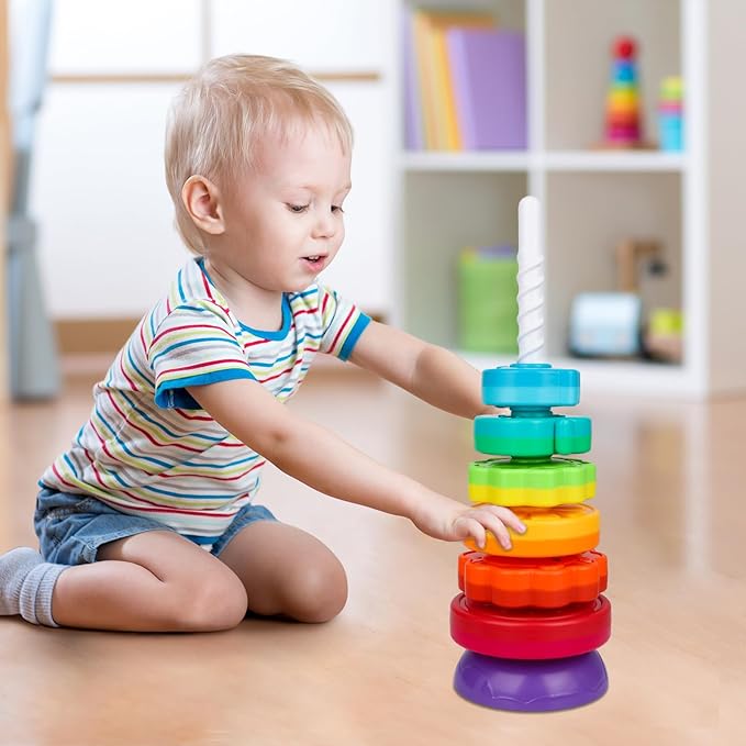 Montessori Toys for 1+ Year Old, Educational Stacking Spinning Baby Toys, Learning Toys Sensory Toys for Toddlers 1-3, Christmas Birthday Easter Gift for Babies 12-18 Months