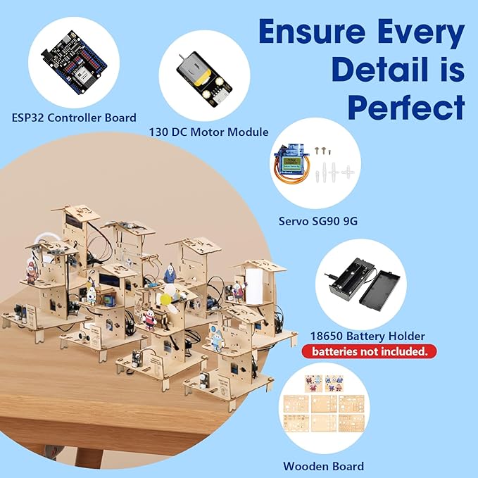 8-in-1 STEM Kit for Kids Ages 8-12 12-16, ESP32 Smart Home Science Projects School Crafts Educational Engineering Building Toys DIY Model Birthday Children's Day Gifts for Boys Girls Teen