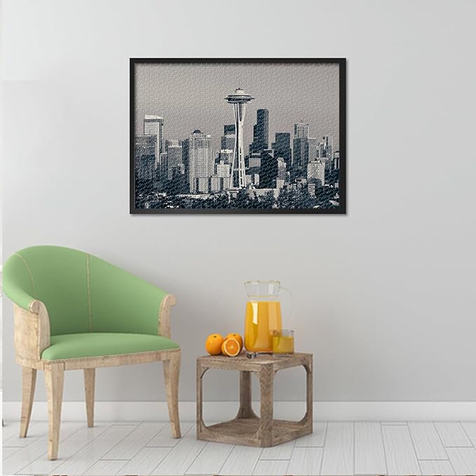 Jigsaw Puzzles City Seattle Skyline - 1000 Piece Puzzle for Adults, Washington Cityscape Difficult Challenging Puzzles for Adults (27.5"x19.7"), Family Game Night Gift & Home Decor