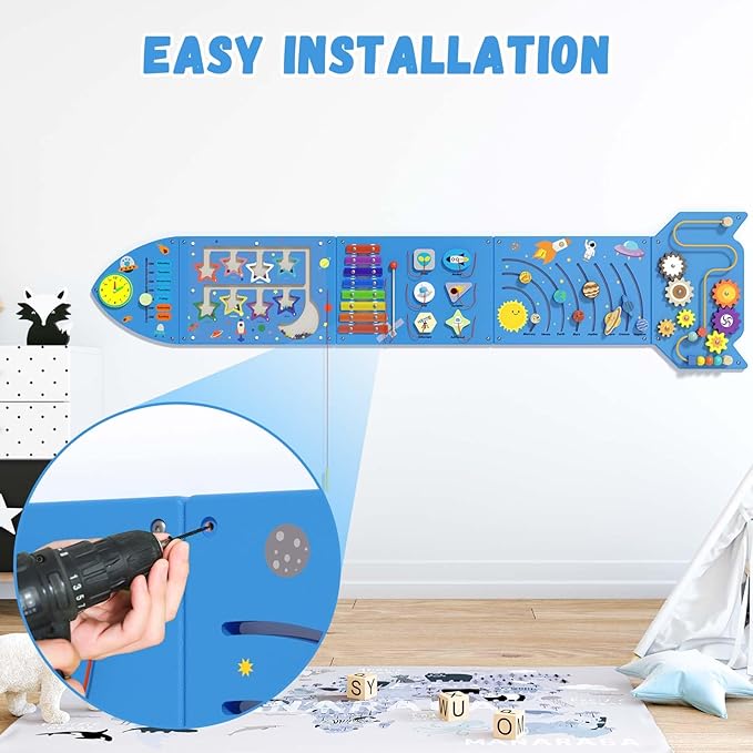 Spocold Rocket Panels - Sensory Toddler Wall Toys (5pcs Blue)