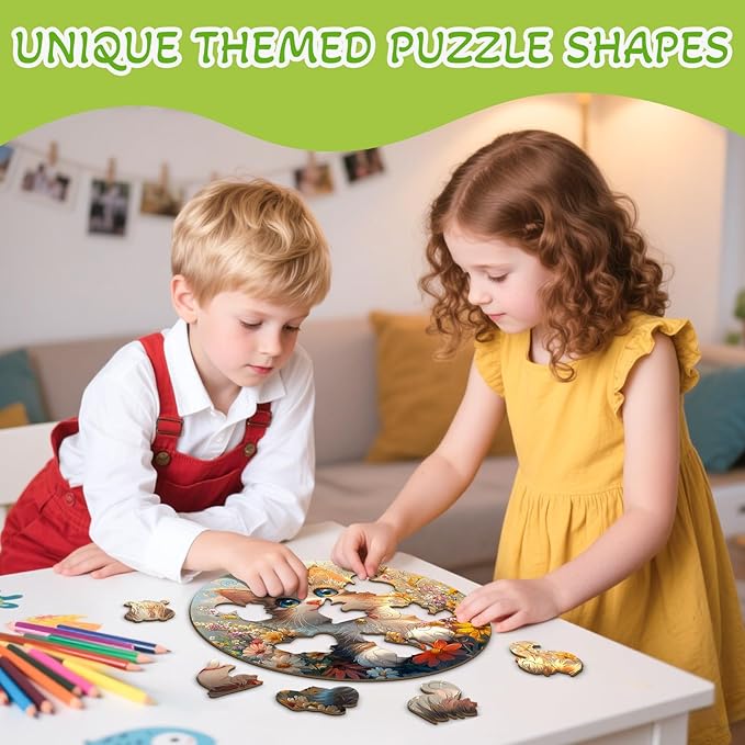 Wooden Puzzles for Kids Ages 4-6, Lovely Cat 50 Pieces Kids Puzzle, Children Birthday Easter Puzzle Gift Idea, Educational Puzzles Toys for Boys and Girls (11.4 * 11.4in)