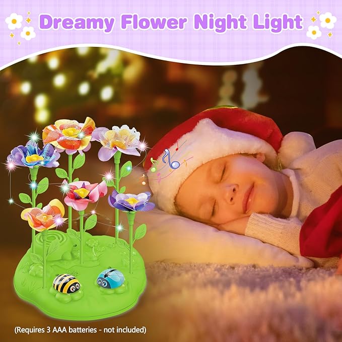Fabric Flower Bouquets Toys with Music and Light, DIY Arts and Craft Kits Toy for Kids Ages 4-8, Preschool Educational Toys, Christmas Birthday Gifts for 4 5 6 7 8 Year Old Gril