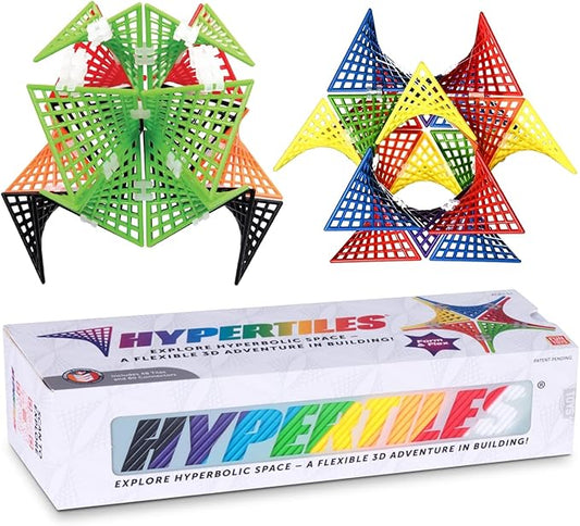 HyperTiles Hyperbolic Building Toy - 3" x 3" STEM Educational 3-Dimensional Adventure: 48 Tiles & 80 Connectors for Logic & Creativity - Infinite Shapes that Flex and Hinge - by Fun In Motion Toys