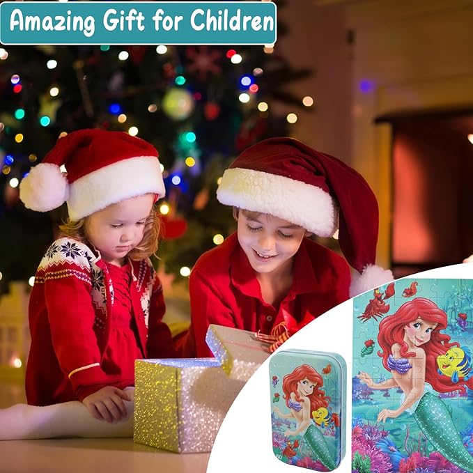 Princess Puzzles for Kids Ages 4-8 60 Pieces Jigsaw Puzzle for Girls and Boys in Metal Box - Educational Toys for Ages 3-5 (Princess 2502)