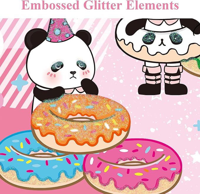 Panda & Donut Diary for Boys & Girls - Kids' Birthday Gift, Journal w/Pen & Magnetic Closure, 192 Pages Lined Hardcover Journal, 5.3"x7.5"