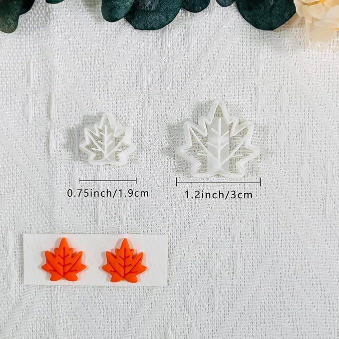 Polymer Clay Cutters Maple Leaf Set – 2PCS Fall Leaf Clay Earring Cutters for Polymer Clay Jewelry, Autumn Theme Clay Tools and Cutters for Earrings, Crafts and Seasonal DIY