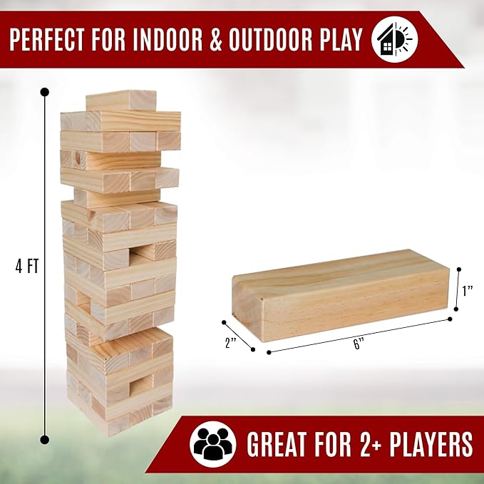 Bolaball 3-in-1 Checkers, Tic Tac Toe Jumbo Game, Reversible Carpet, Indoor Outdoor Yard Board Game for Family and Friends with 24 Chips (Timber Tower)