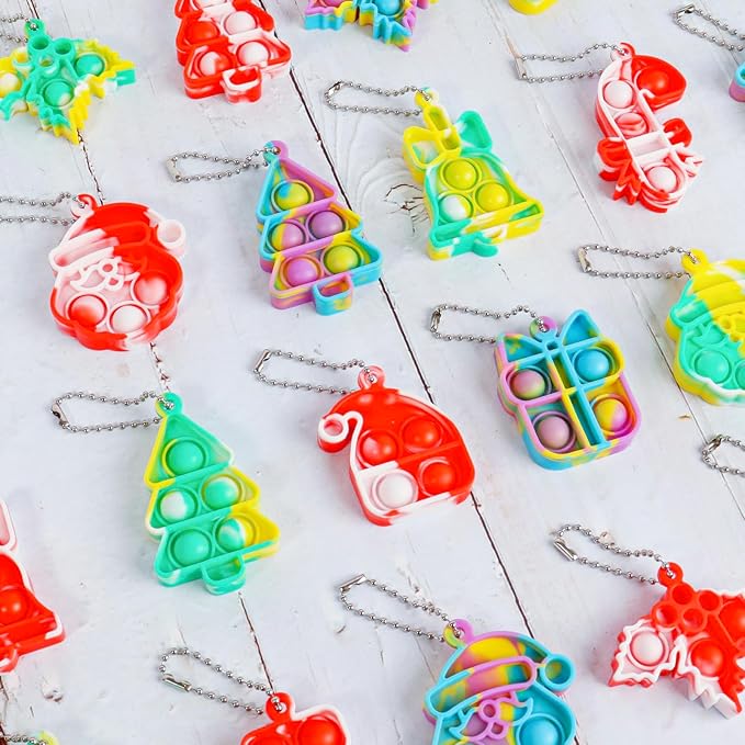 32Pcs Christmas Mini Pop Fidget Toy Pack for Kids Girls Boys Toddlers Christmas Stocking Stuffers Party Favors Gifts Stress Relief